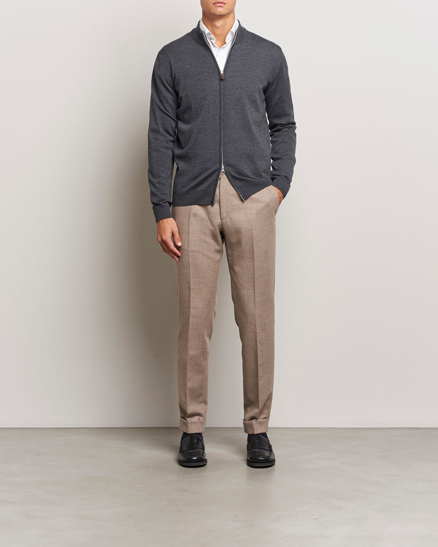 Homme | Pulls Et Tricots | Stenströms | Merino Full Zip Dark Grey