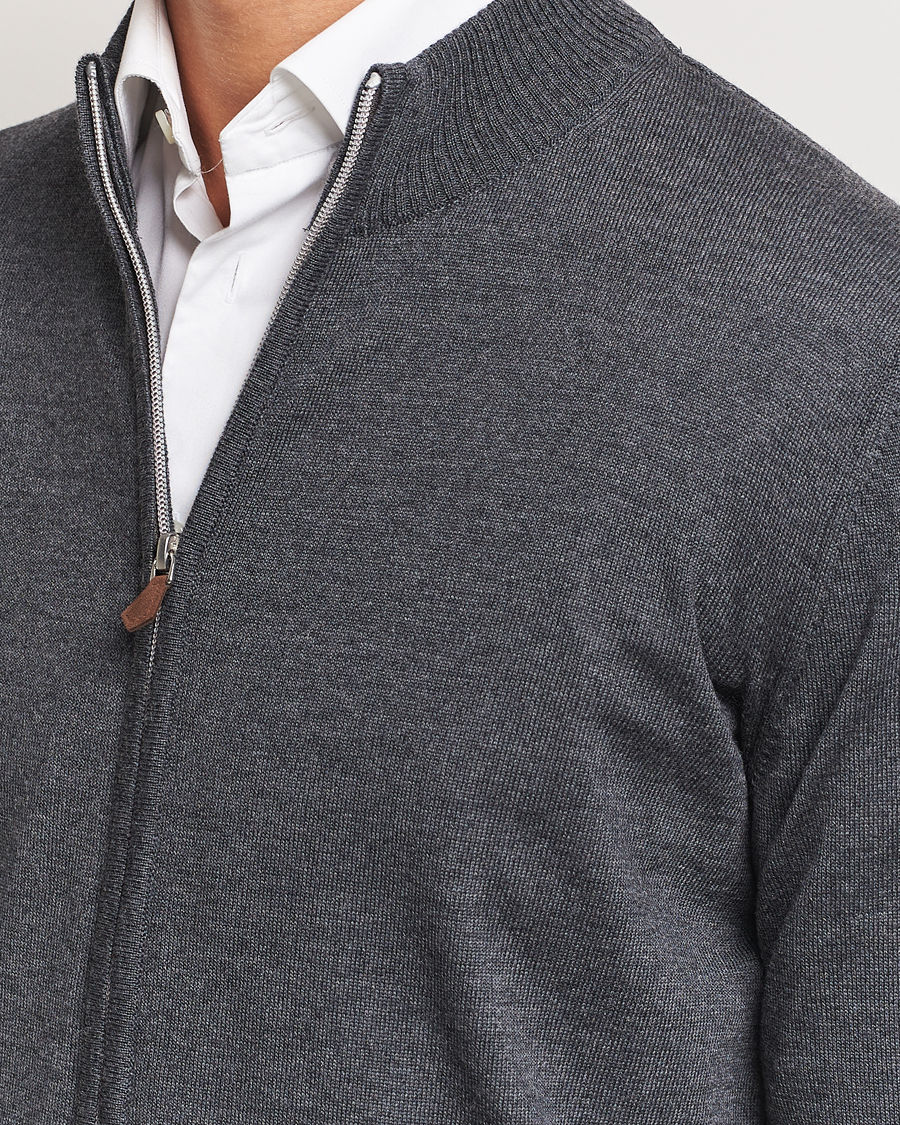 Homme | Pulls Et Tricots | Stenströms | Merino Full Zip Dark Grey