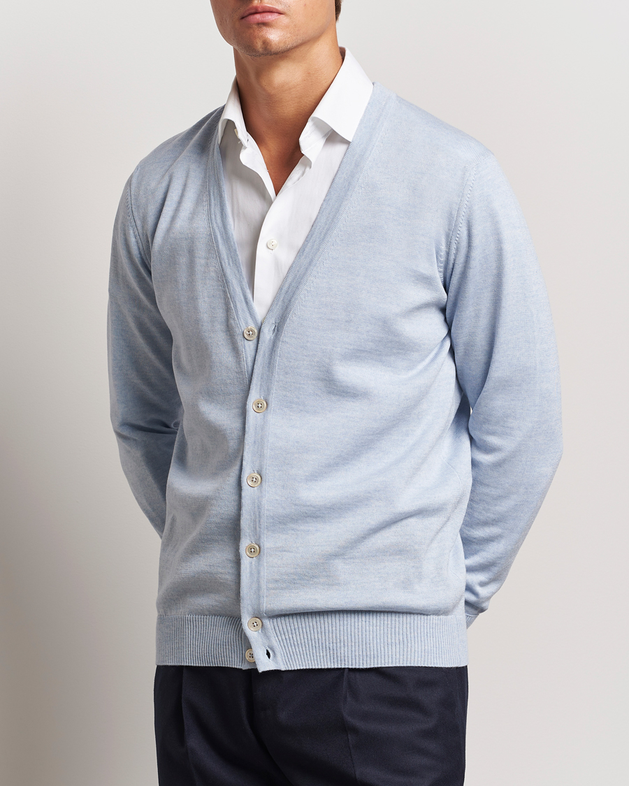 Homme | Pulls Et Tricots | Stenströms | Merino Cardigan Light Blue
