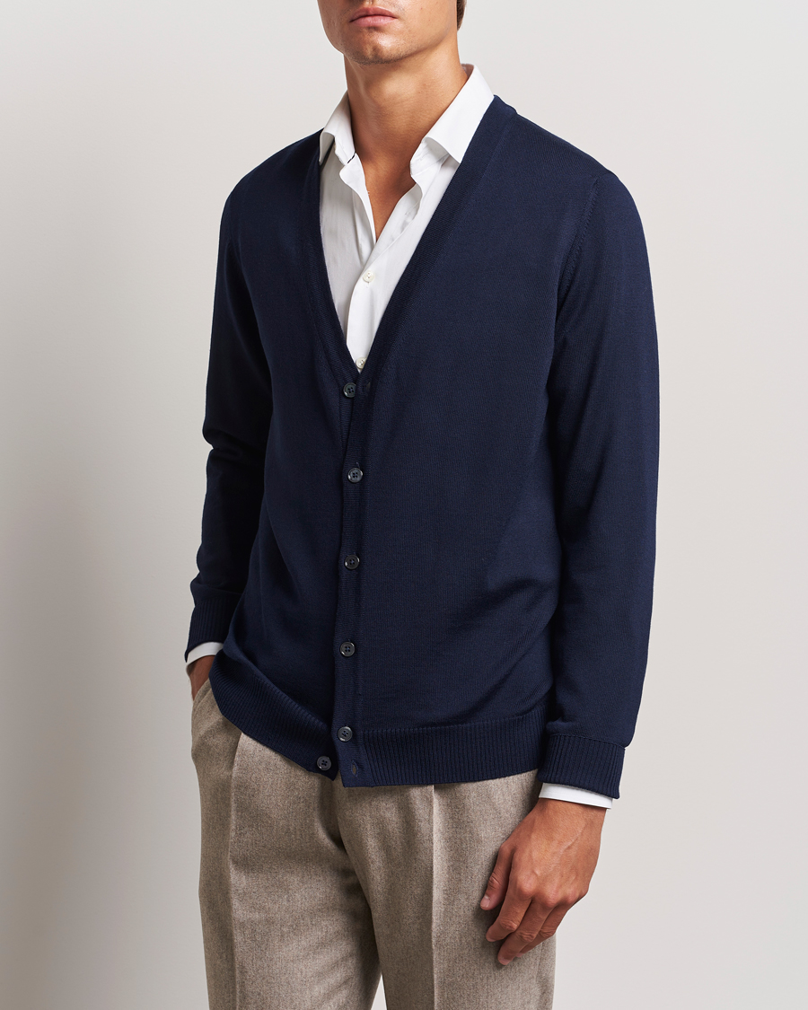 Homme | Pulls Et Tricots | Stenströms | Merino Cardigan Navy