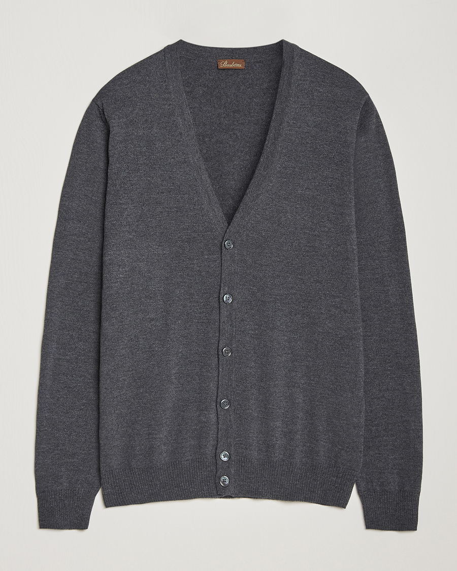 Homme | Pulls Et Tricots | Stenströms | Merino Cardigan Dark Grey