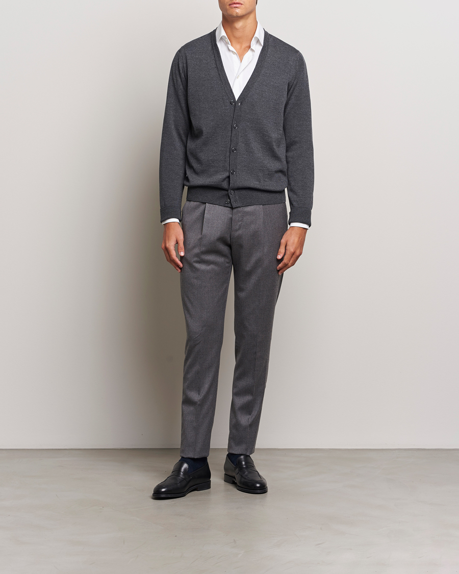 Homme | Pulls Et Tricots | Stenströms | Merino Cardigan Dark Grey