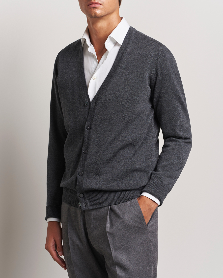 Homme | Pulls Et Tricots | Stenströms | Merino Cardigan Dark Grey