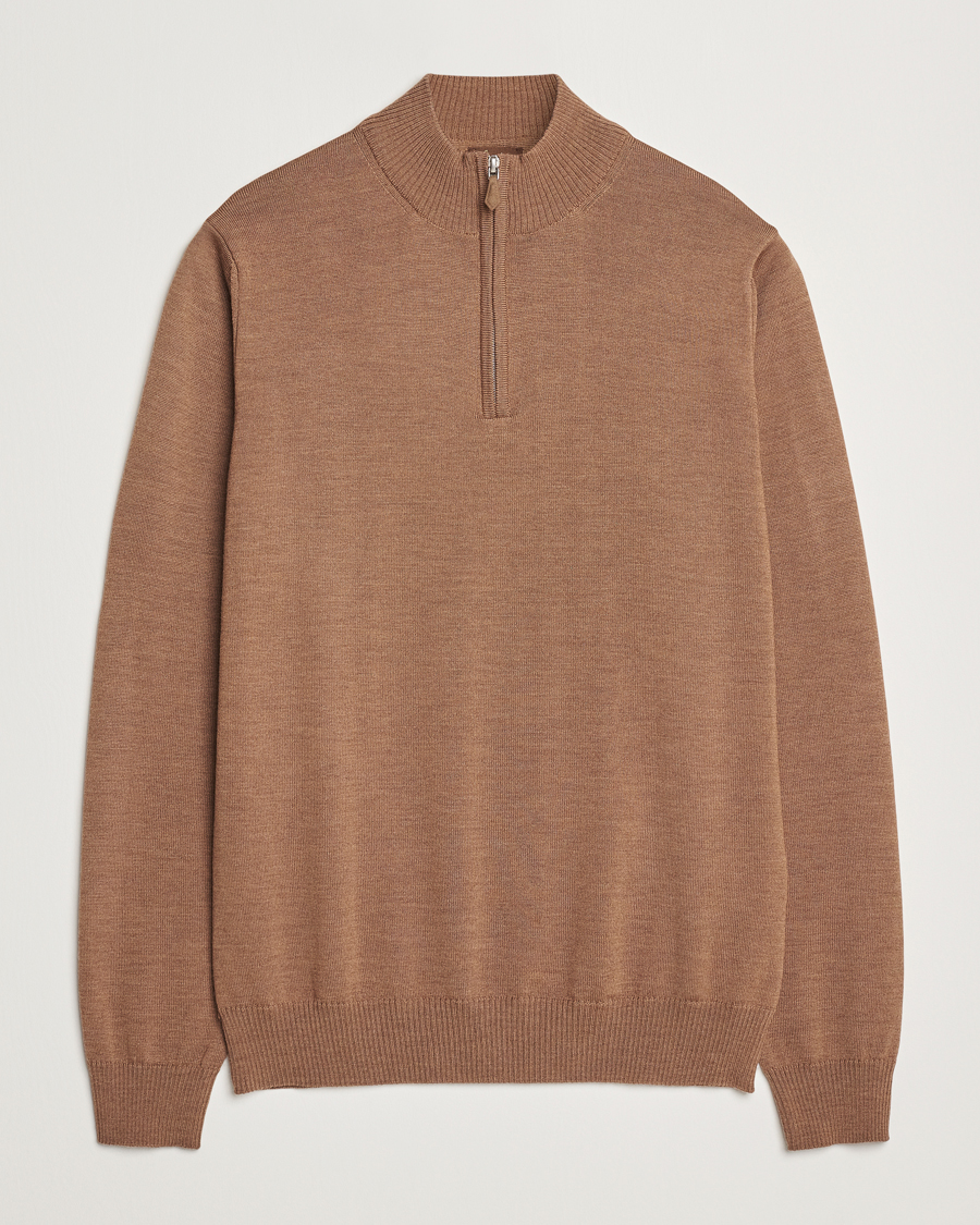 Homme | Pulls Et Tricots | Stenströms | Merino Half Zip Brown