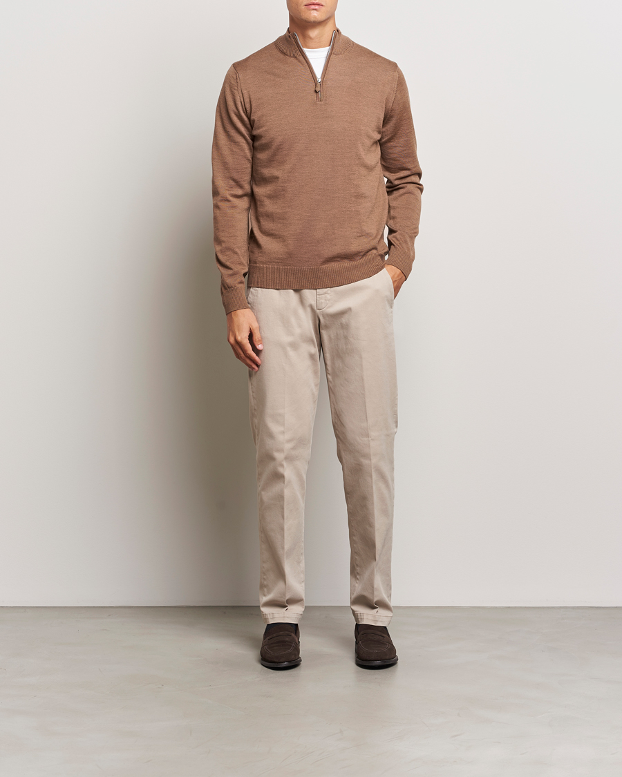 Homme | Pulls Et Tricots | Stenströms | Merino Half Zip Brown