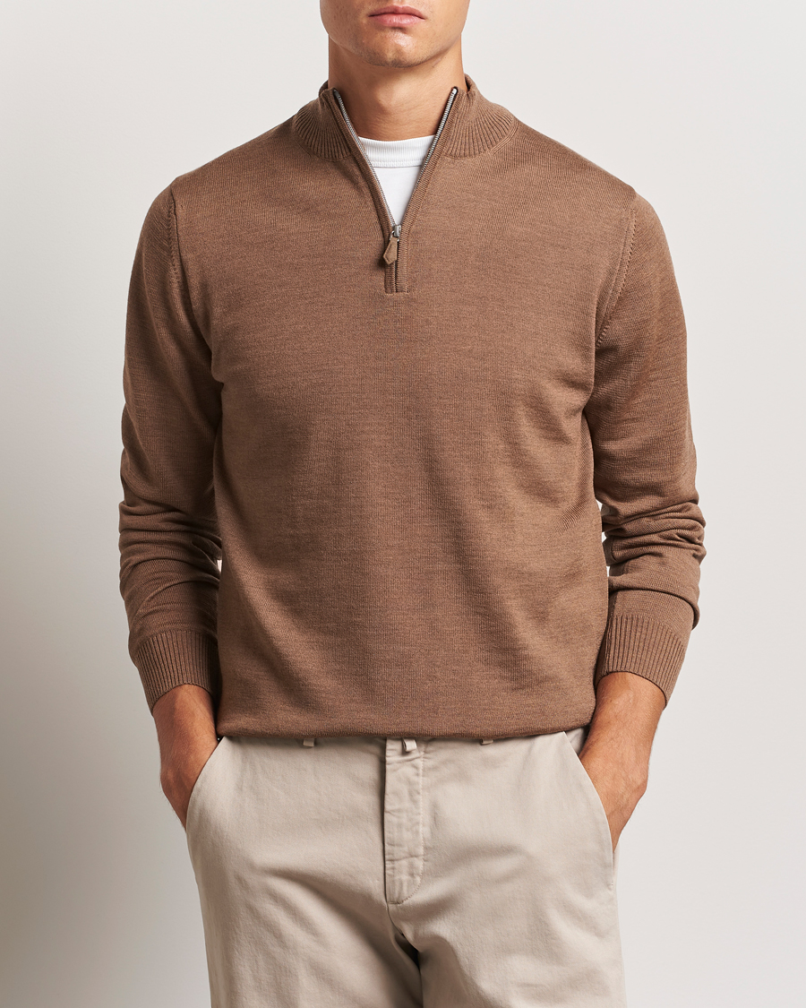 Homme | Pulls Et Tricots | Stenströms | Merino Half Zip Brown