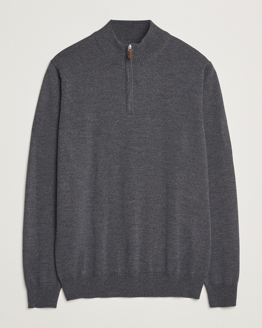 Homme | Pulls Et Tricots | Stenströms | Merino Half Zip Dark Grey