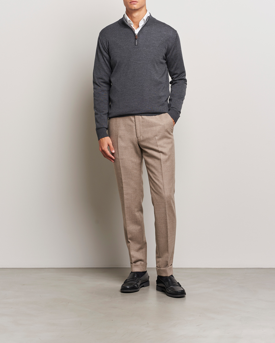 Homme | Pulls Et Tricots | Stenströms | Merino Half Zip Dark Grey