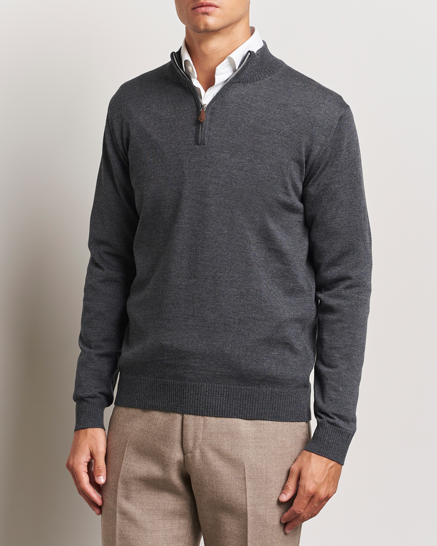 Homme | Pulls Et Tricots | Stenströms | Merino Half Zip Dark Grey
