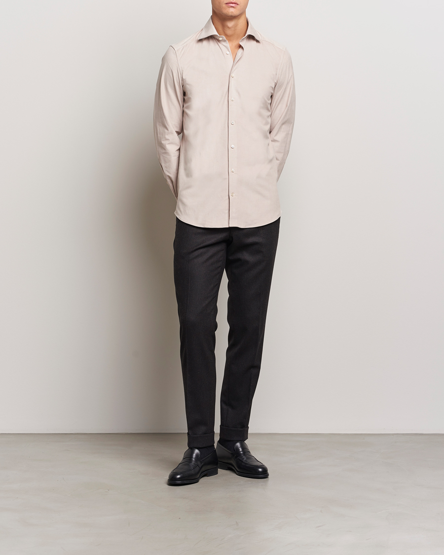 Homme | Chemises | Stenströms | 1899 Velvet Baby Corduroy Shirt Beige