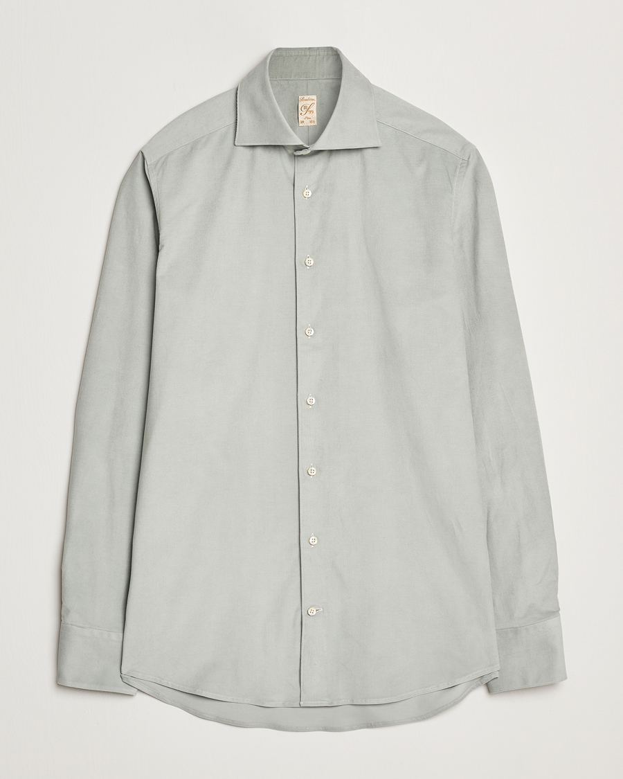 Homme | Chemises | Stenströms | 1899 Velvet Baby Corduroy Shirt Soft Green