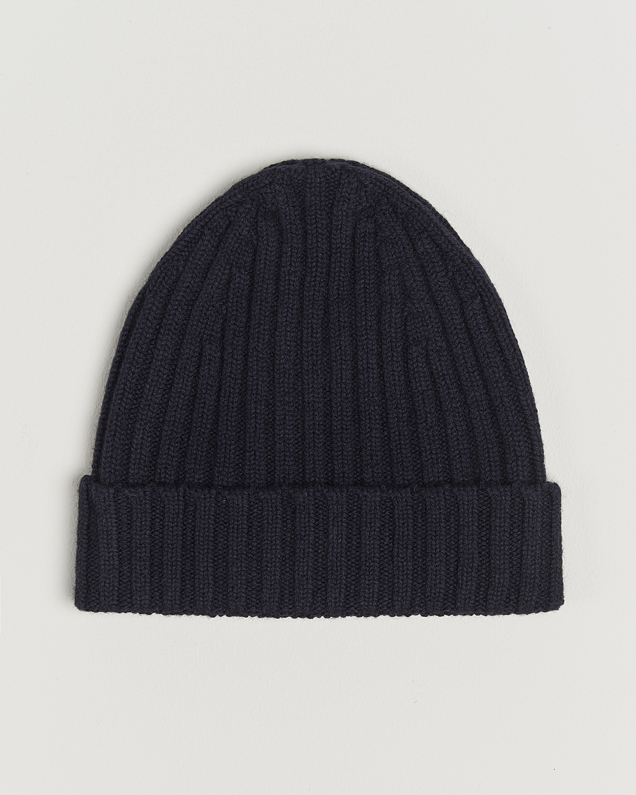 Homme | Stenströms Ribbed Cotton/Cashmere Hat Navy | Stenströms | Ribbed Cotton/Cashmere Hat Navy