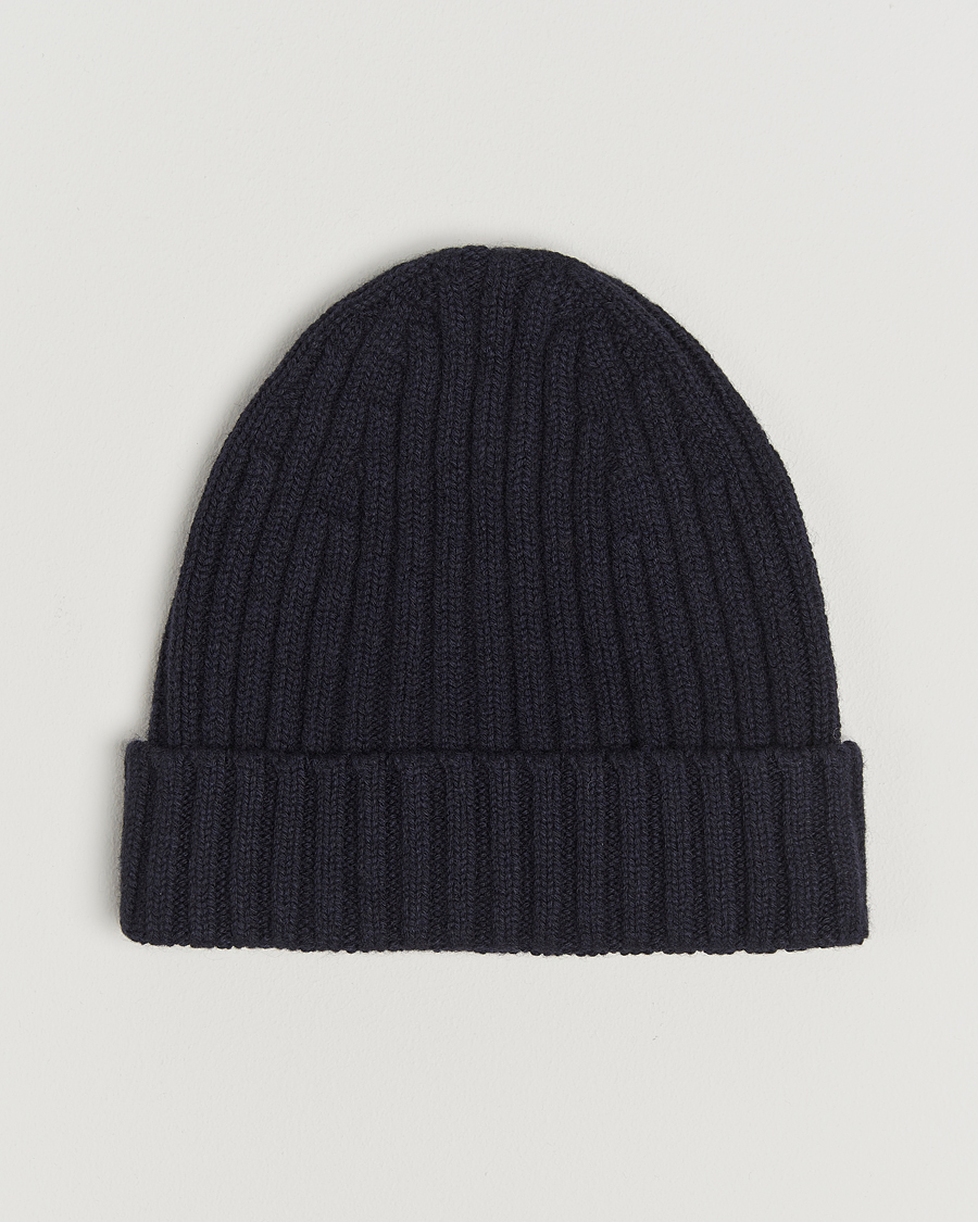Homme | Stenströms Ribbed Cotton/Cashmere Hat Navy | Stenströms | Ribbed Cotton/Cashmere Hat Navy