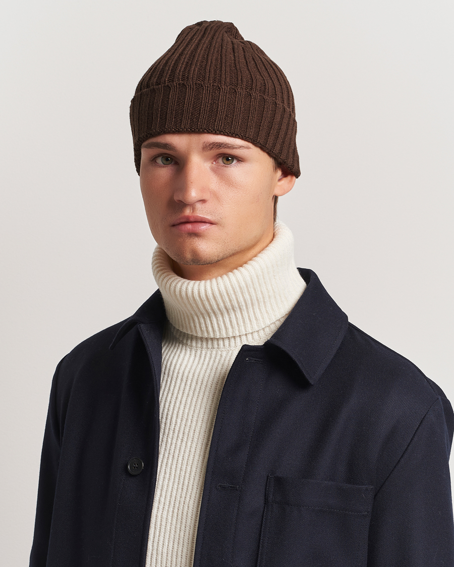 Homme | Stenströms Ribbed Cotton/Cashmere Hat Brown | Stenströms | Ribbed Cotton/Cashmere Hat Brown
