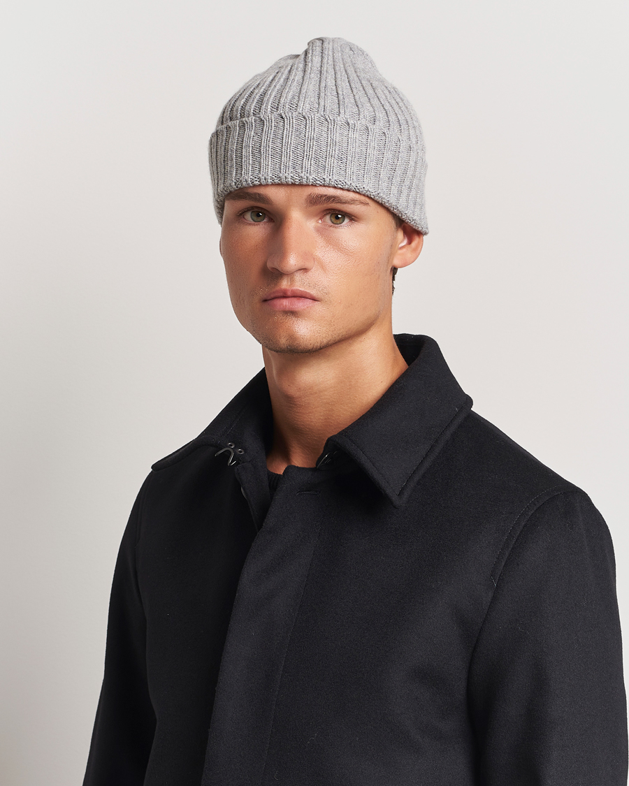Homme | Stenströms Ribbed Cotton/Cashmere Hat Grey | Stenströms | Ribbed Cotton/Cashmere Hat Grey