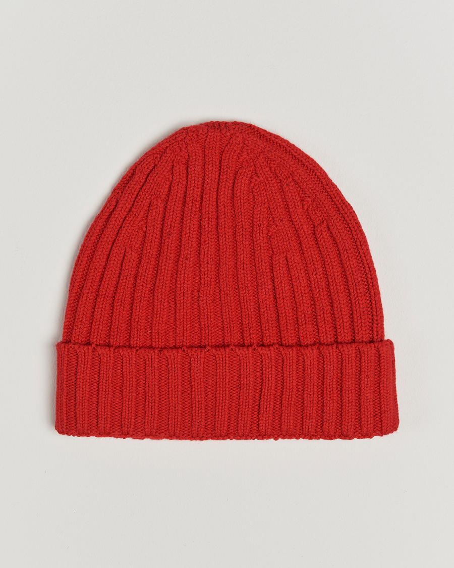 Homme | Stenströms Ribbed Cotton/Cashmere Hat Red | Stenströms | Ribbed Cotton/Cashmere Hat Red