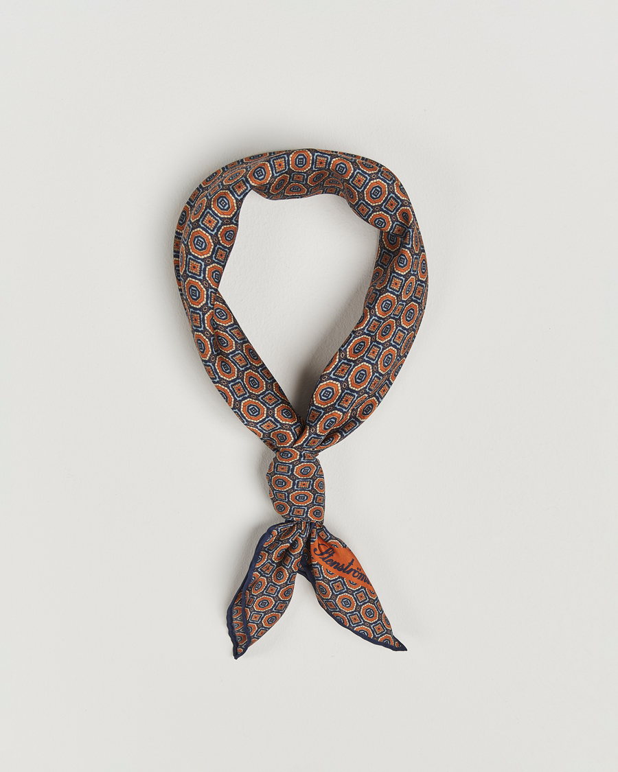 Homme | Stenströms Silk Printed Scarf Navy | Stenströms | Silk Printed Scarf Navy