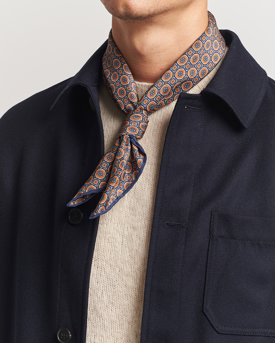 Homme | Stenströms Silk Printed Scarf Navy | Stenströms | Silk Printed Scarf Navy
