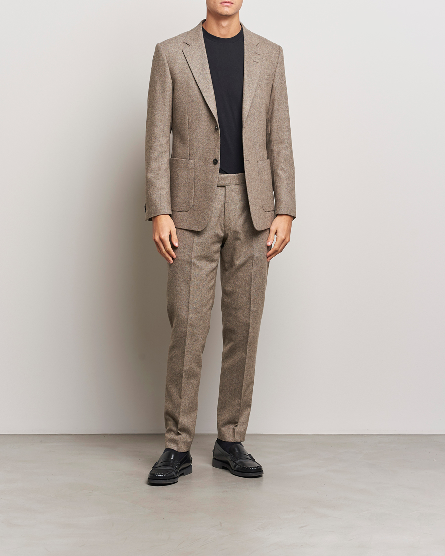 Homme | Pantalons | Tiger of Sweden | Tenuta Brushed Wool Trousers Burlywood