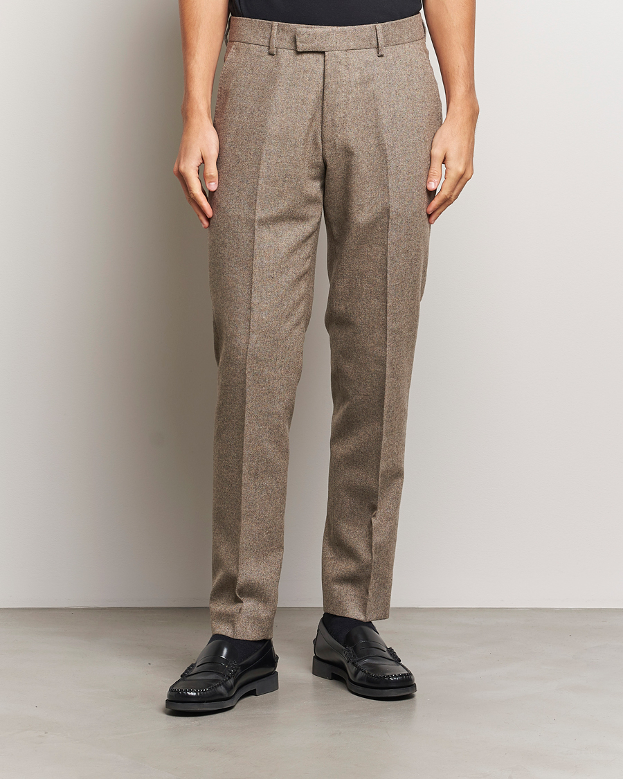 Homme | Pantalons | Tiger of Sweden | Tenuta Brushed Wool Trousers Burlywood