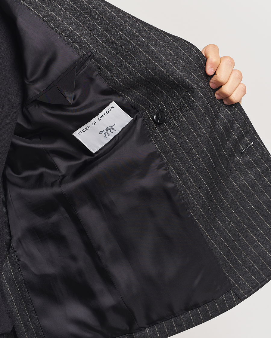 Homme | Blazers | Tiger of Sweden | Jeen Pinstriped Double Breasted Blazer Charcoal