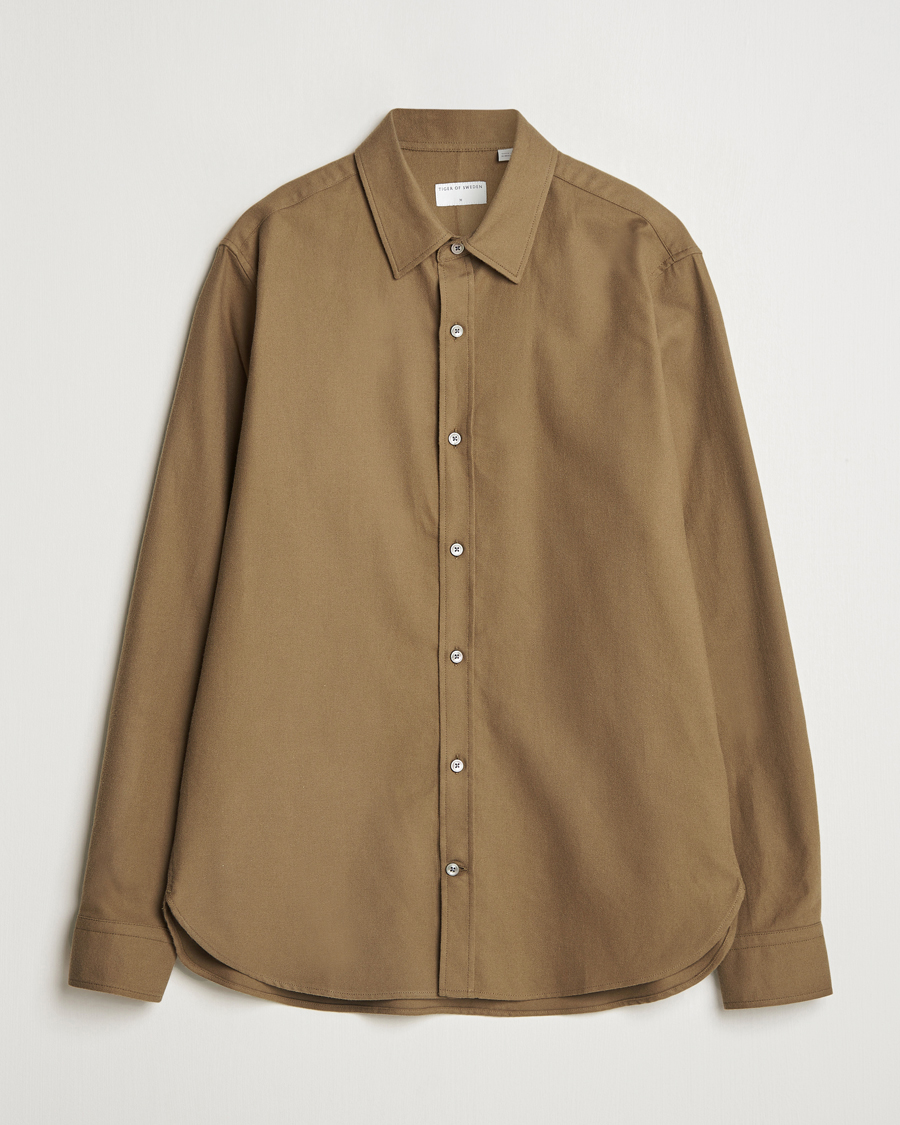 Homme | Chemises | Tiger of Sweden | Benjamins Brushed Twill Shirt Old Wolf