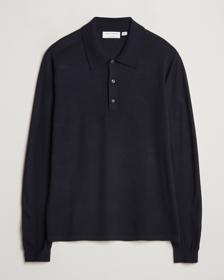 Homme | Pulls Et Tricots | Tiger of Sweden | Eross Extra Fine Merino Poloshirt Light Ink