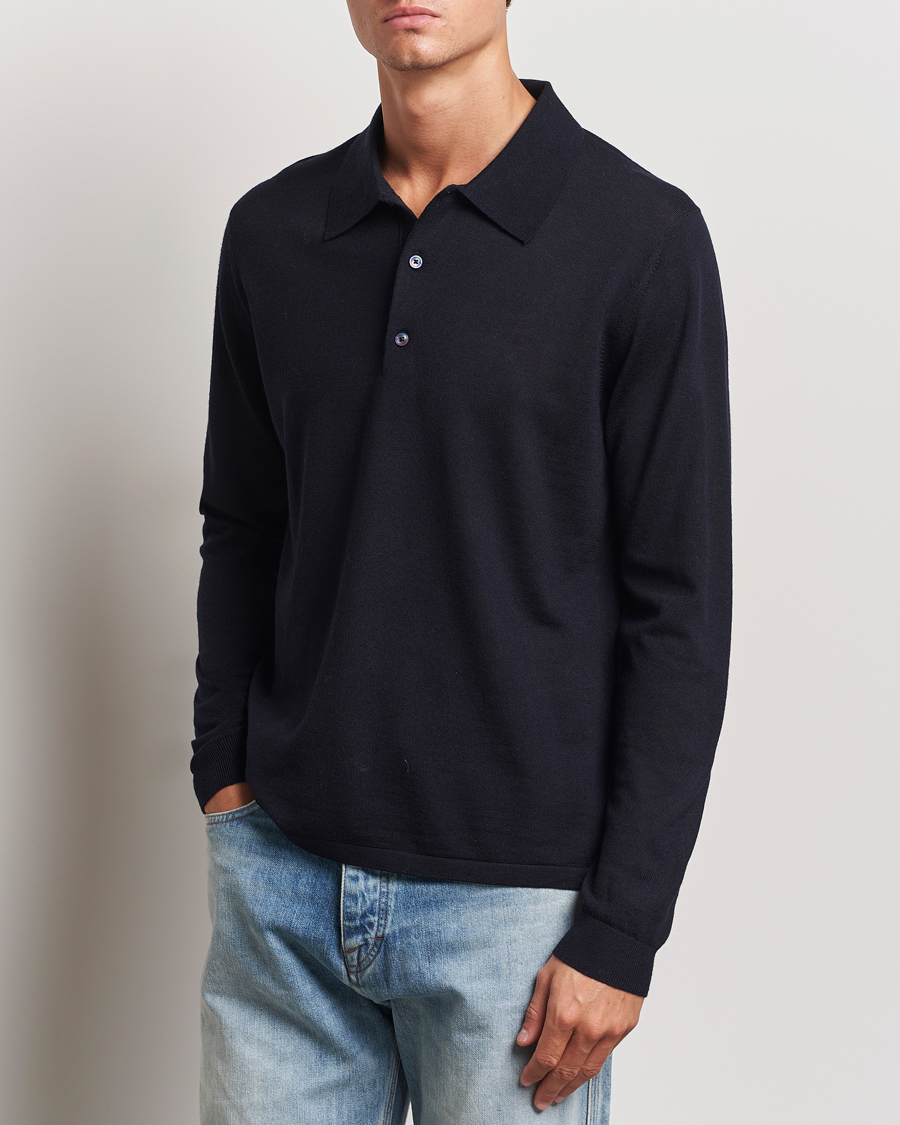 Homme | Pulls Et Tricots | Tiger of Sweden | Eross Extra Fine Merino Poloshirt Light Ink