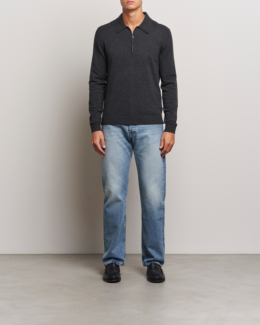 Homme | Pulls Et Tricots | Tiger of Sweden | Orbit Wool/Cotton Half Zip Charcoal