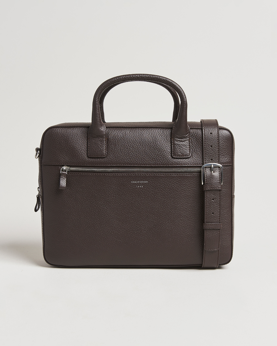 Homme | Tiger of Sweden Beckholmen Leather Briefcase Dark Brown | Tiger of Sweden | Beckholmen Leather Briefcase Dark Brown