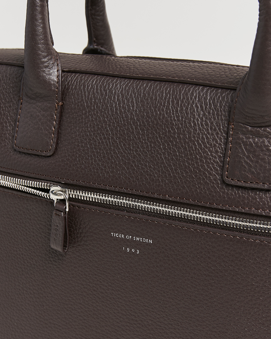 Homme | Tiger of Sweden Beckholmen Leather Briefcase Dark Brown | Tiger of Sweden | Beckholmen Leather Briefcase Dark Brown