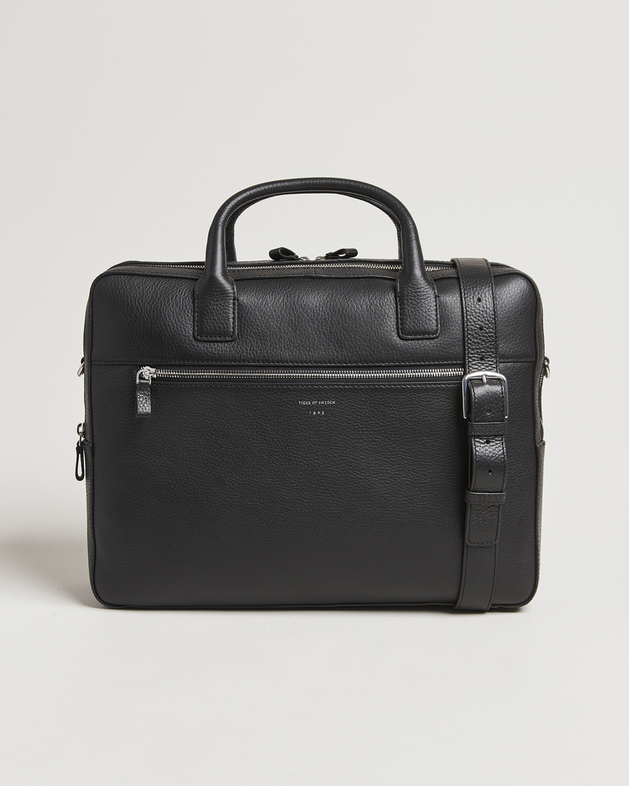 Homme | Tiger of Sweden Beridare Double Zip Leather Briefcase Black | Tiger of Sweden | Beridare Double Zip Leather Briefcase Black