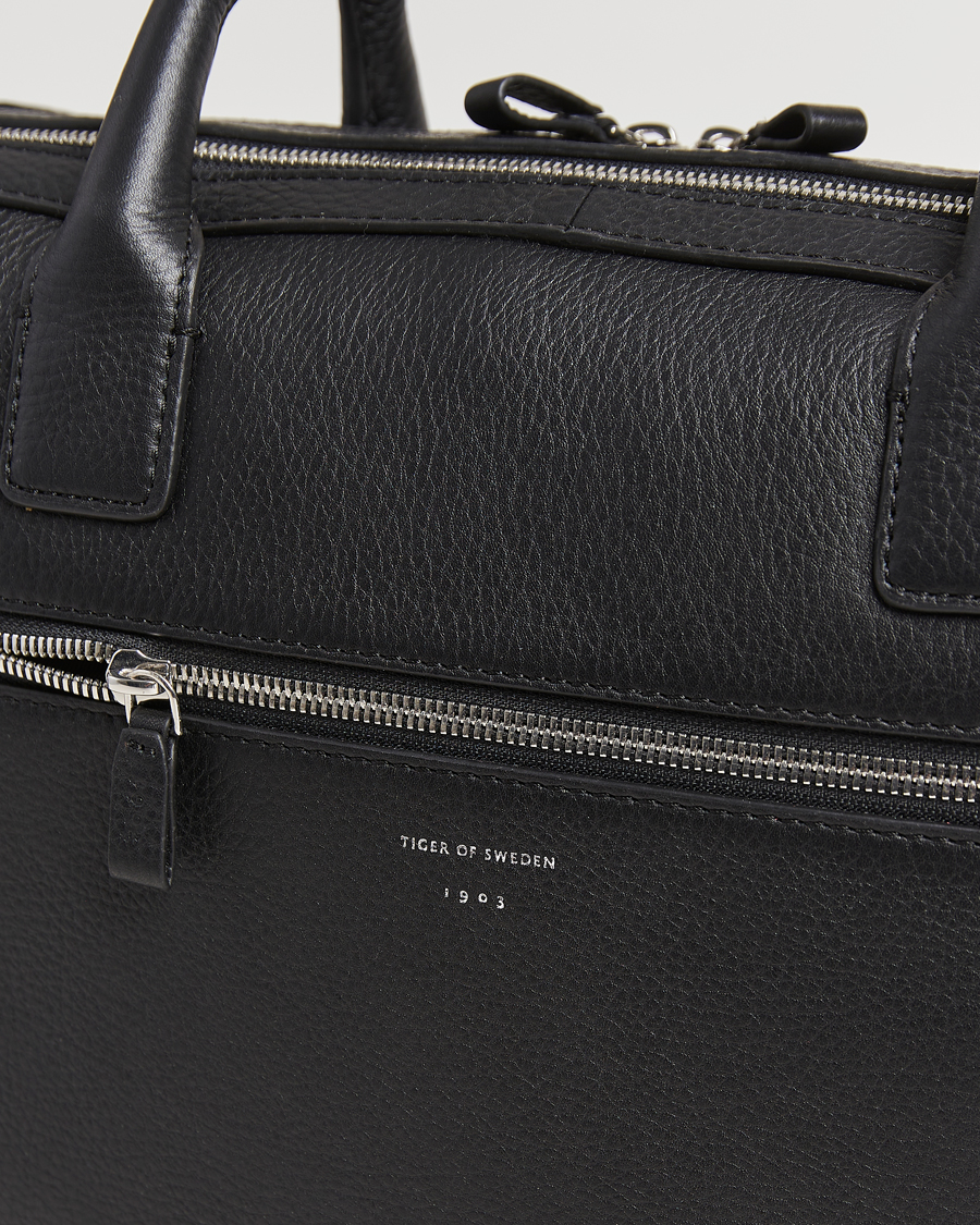 Homme | Tiger of Sweden Beridare Double Zip Leather Briefcase Black | Tiger of Sweden | Beridare Double Zip Leather Briefcase Black