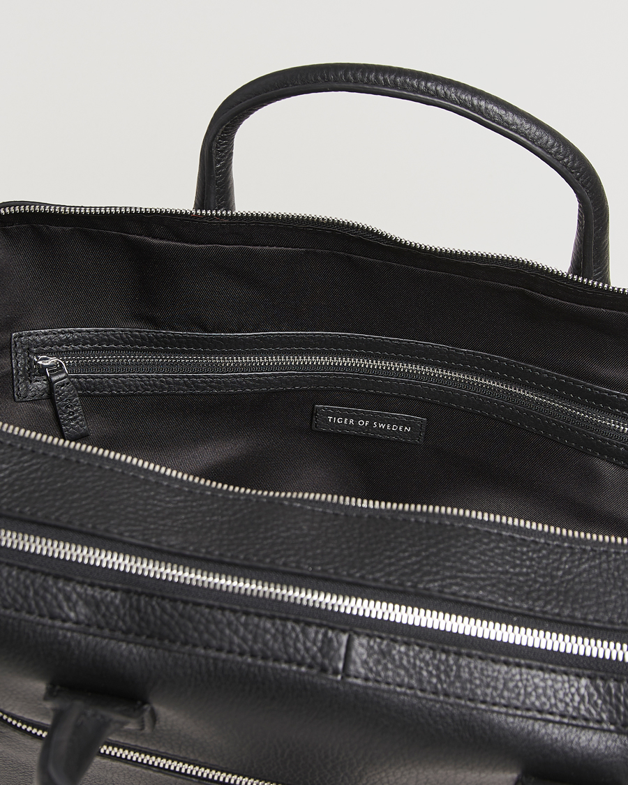 Homme | Tiger of Sweden Beridare Double Zip Leather Briefcase Black | Tiger of Sweden | Beridare Double Zip Leather Briefcase Black