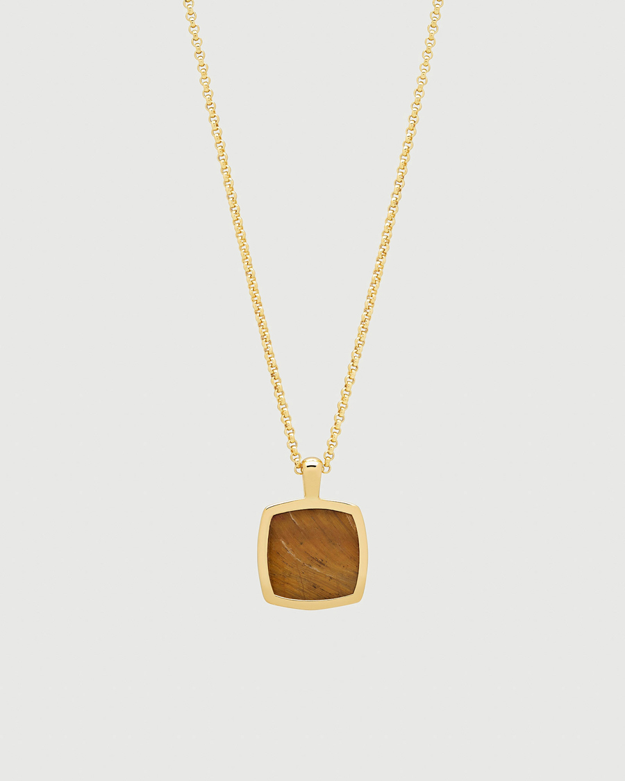 Homme | Tom Wood Cushion Pendant Tiger Eye Gold | Tom Wood | Cushion Pendant Tiger Eye Gold