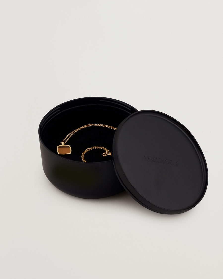 Homme | Tom Wood Cushion Pendant Tiger Eye Gold | Tom Wood | Cushion Pendant Tiger Eye Gold