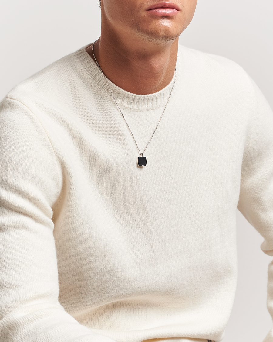 Homme | Tom Wood Cushion Pendant Onyx Silver | Tom Wood | Cushion Pendant Onyx Silver