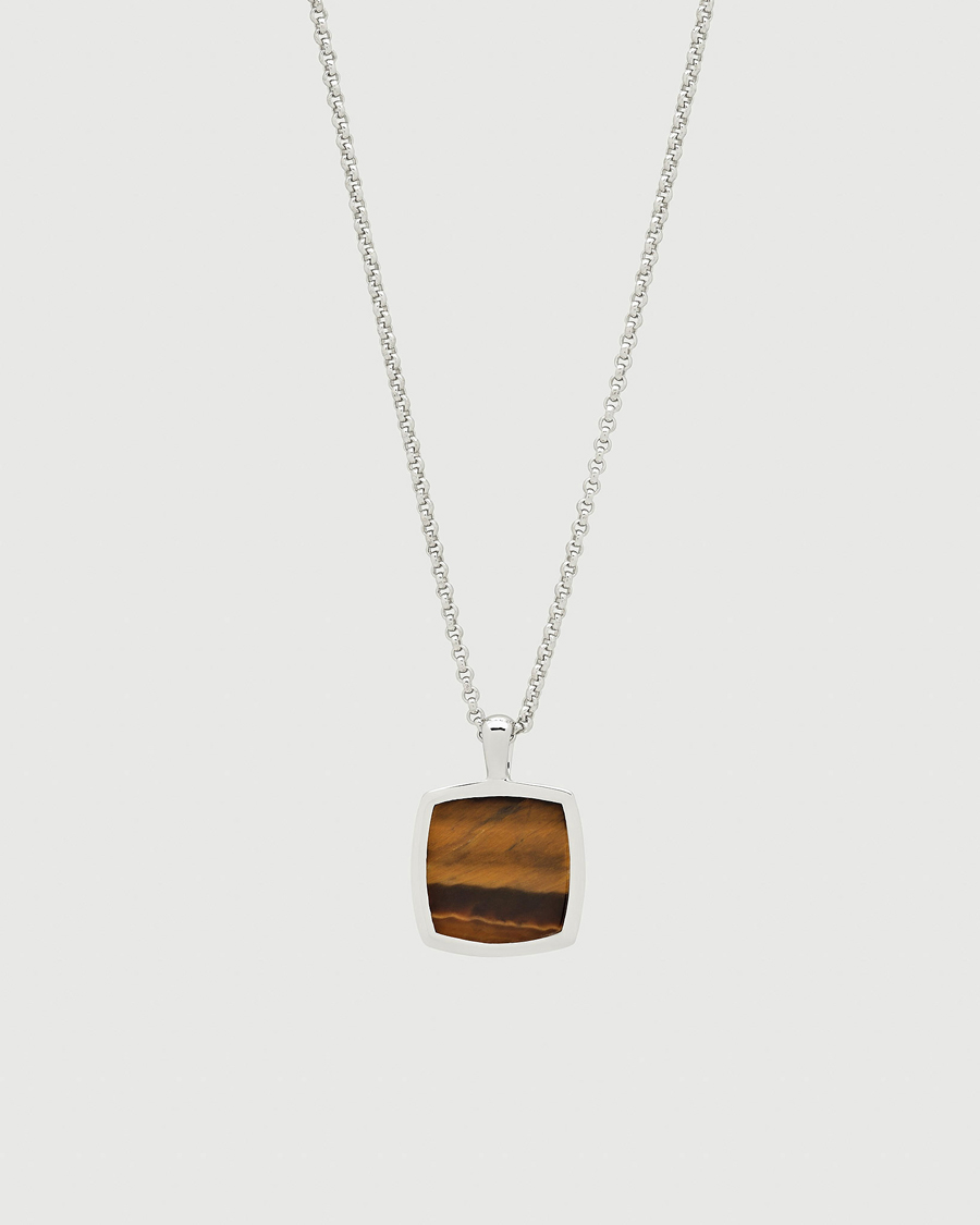 Homme | Bijoux | Tom Wood | Cushion Pendant Tiger Eye Silver