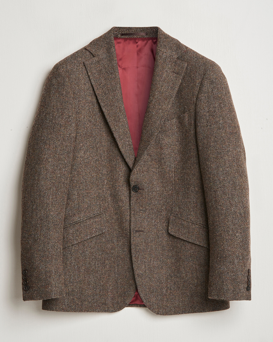 Homme | Blazers | Walker Slater | Edward Lambswool Herringbone Blazer Brown