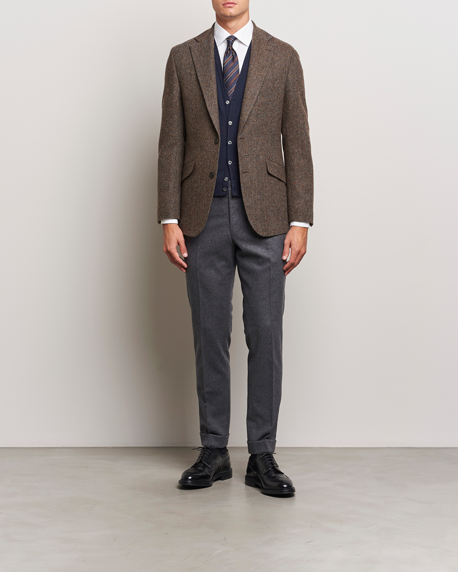 Homme | Blazers | Walker Slater | Edward Lambswool Herringbone Blazer Brown