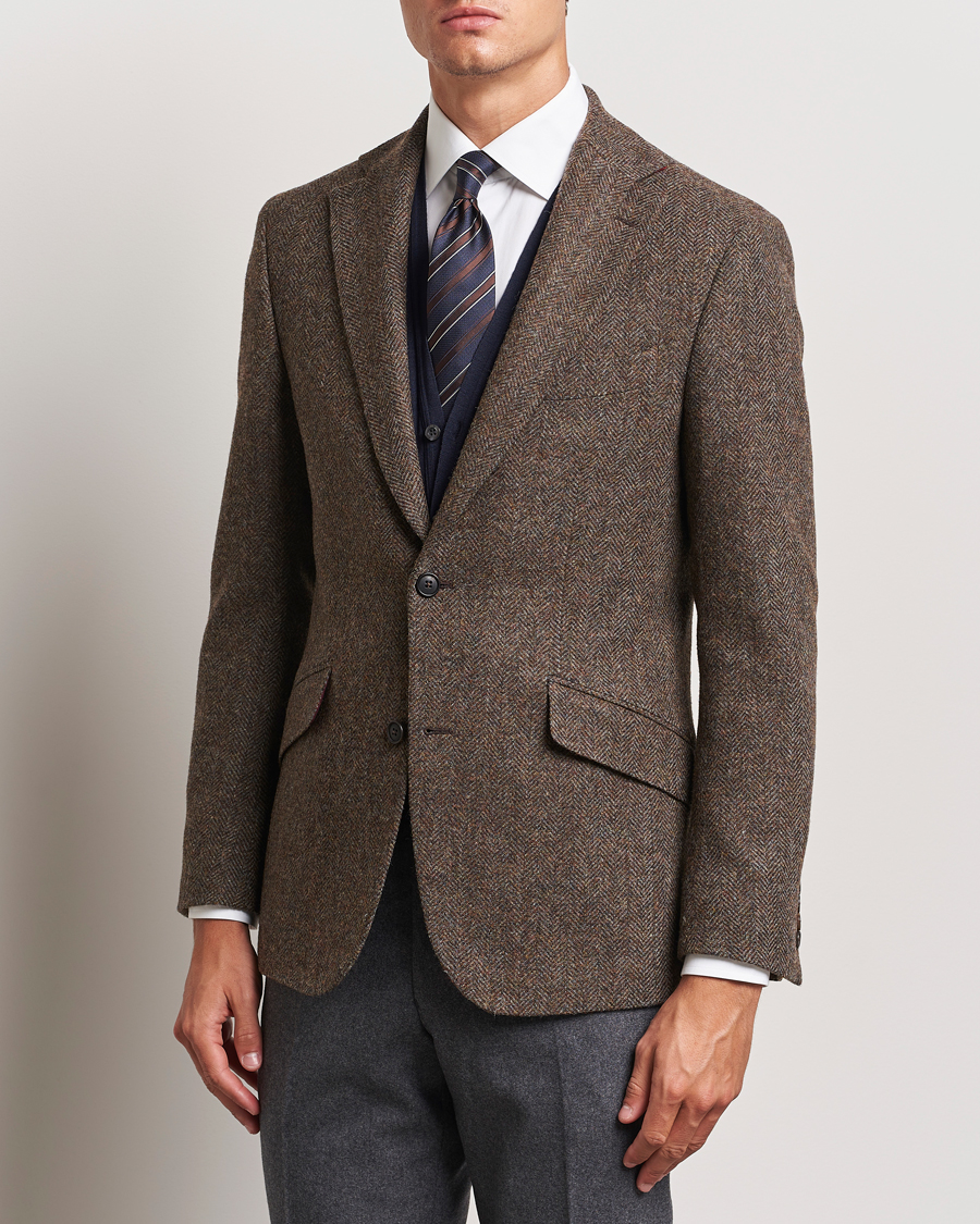Homme | Blazers | Walker Slater | Edward Lambswool Herringbone Blazer Brown