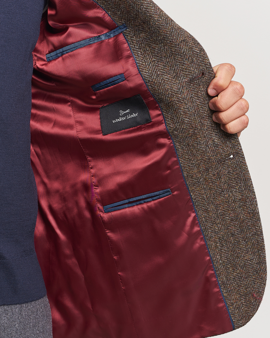 Homme | Blazers | Walker Slater | Edward Lambswool Herringbone Blazer Brown