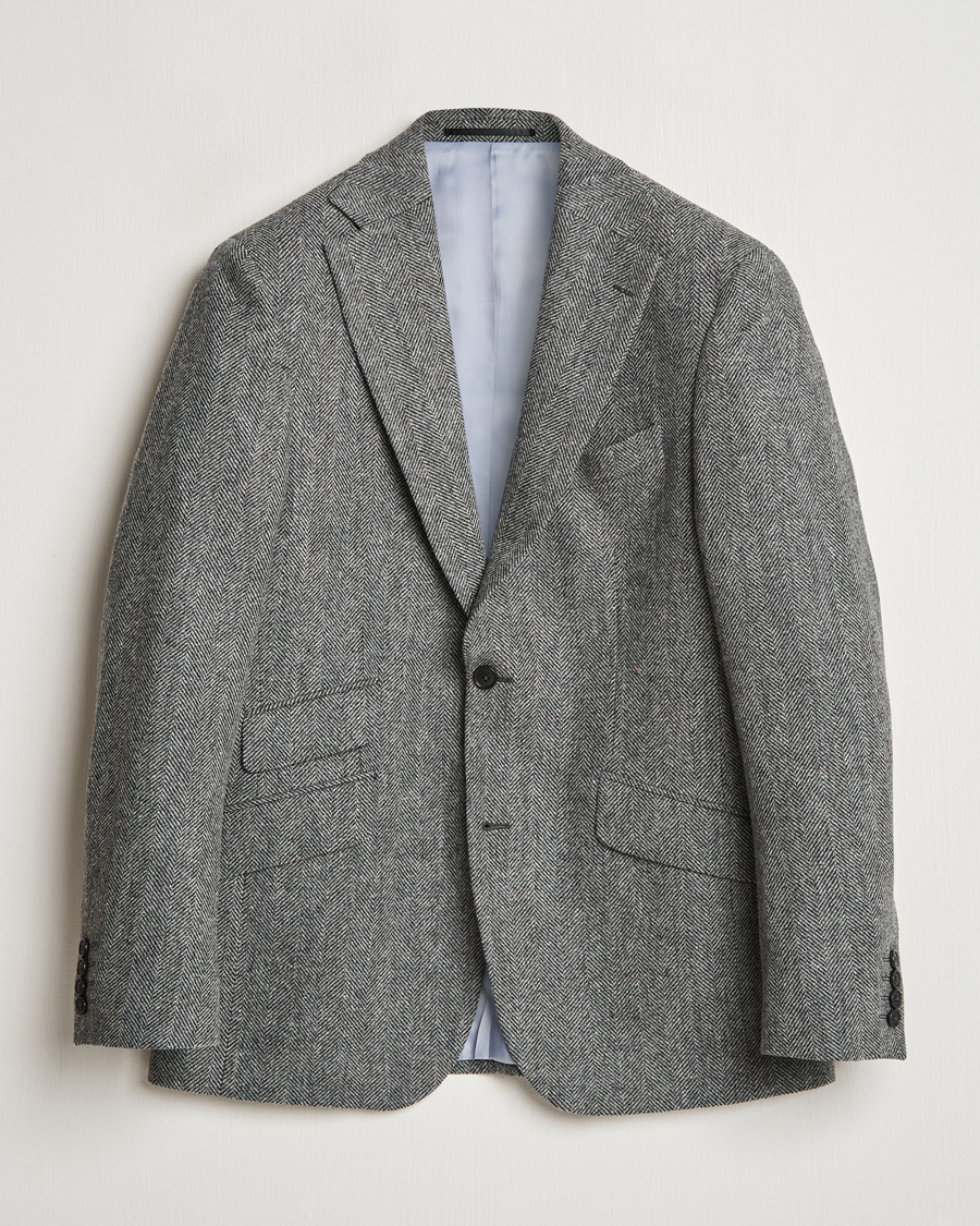 Homme | Blazers | Walker Slater | Edward Lambswool Herringbone Blazer Dark Grey