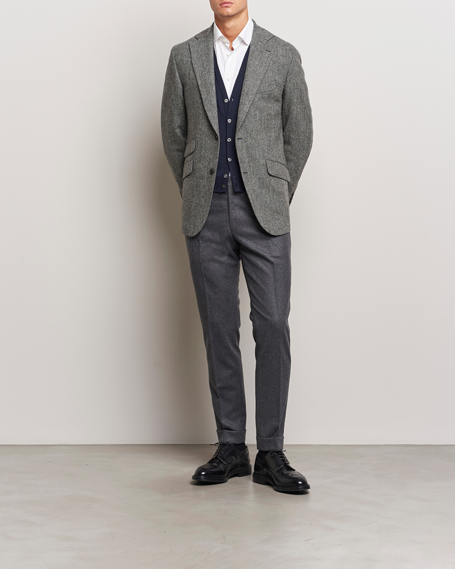 Homme | Blazers | Walker Slater | Edward Lambswool Herringbone Blazer Dark Grey