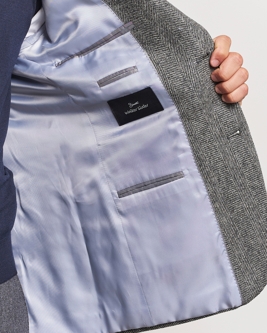 Homme | Blazers | Walker Slater | Edward Lambswool Herringbone Blazer Dark Grey