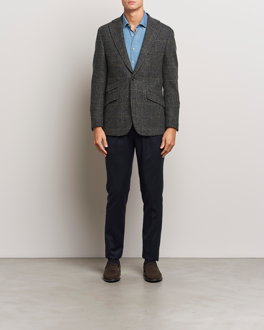 Homme | Blazers | Walker Slater | Edward Wool Donegal Windowpane Blazer Dark Grey