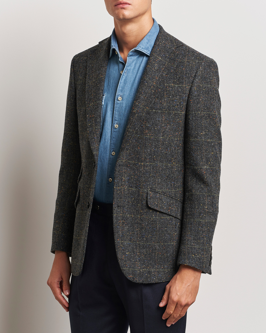 Homme | Blazers | Walker Slater | Edward Wool Donegal Windowpane Blazer Dark Grey