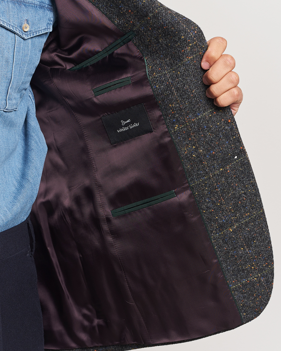 Homme | Blazers | Walker Slater | Edward Wool Donegal Windowpane Blazer Dark Grey