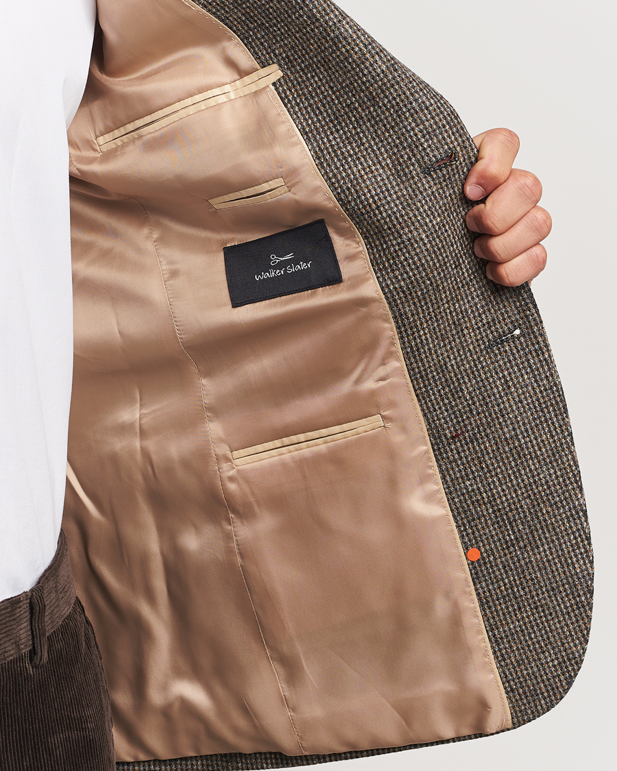 Homme | Blazers | Walker Slater | Edward Lambswool Pepita Blazer Brown