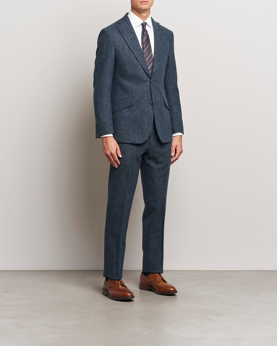Homme | Pantalons | Walker Slater | Edward Wool Donegal Trousers Navy